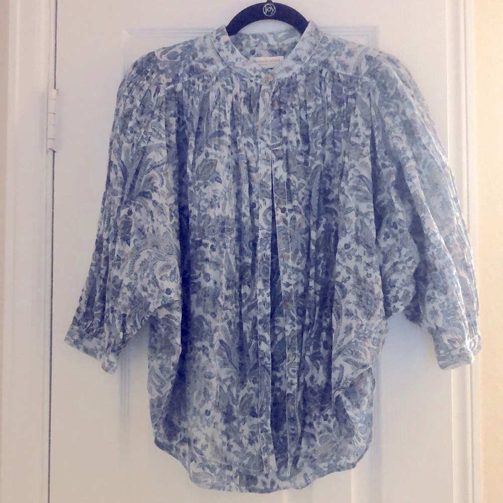 Anthropologie Blue Paisley Blouse